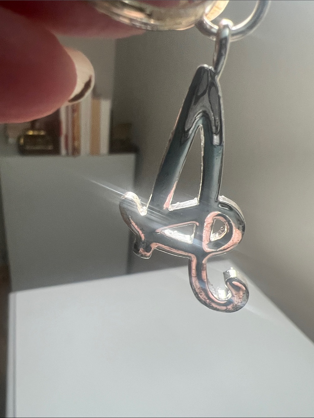 Vintage Rhinestone Letter 'A' Keychain Charm - Silver Tone - Picture 6 of 16